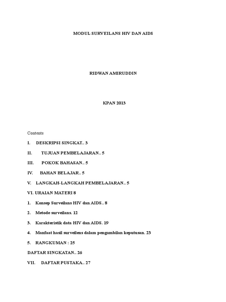 Modul Surveilans Hiv Dan Aids | PDF