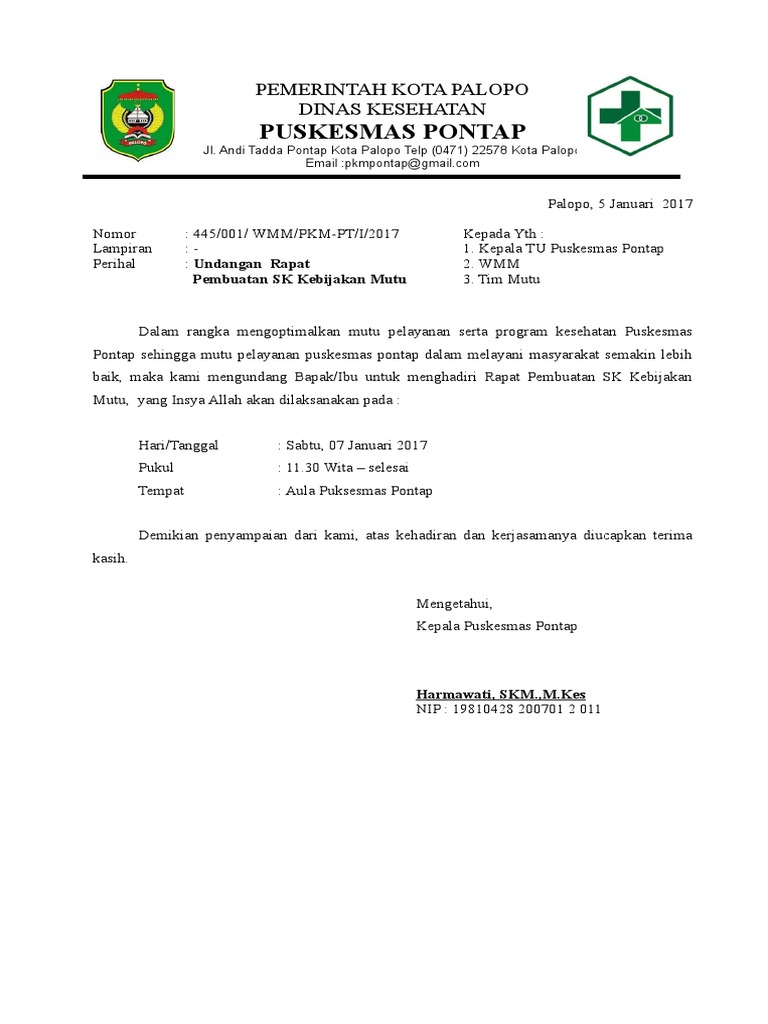 Undangan Pembuatan Sk Kebijakan Mutu