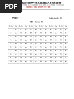 Paper - I: Subject Code: 00 KEY (Series - X)