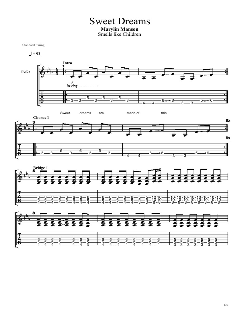 Sweet Dreams Marilyn Manson Tab