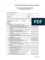 Teacher Evaluation Form: (To Be Filled by The Student)