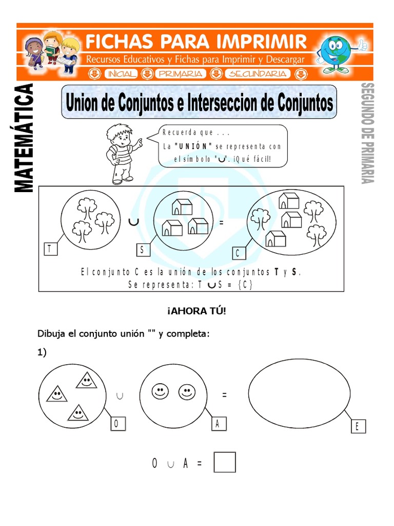 Ejercicios de unión de conjuntos para 2º grado | PDF