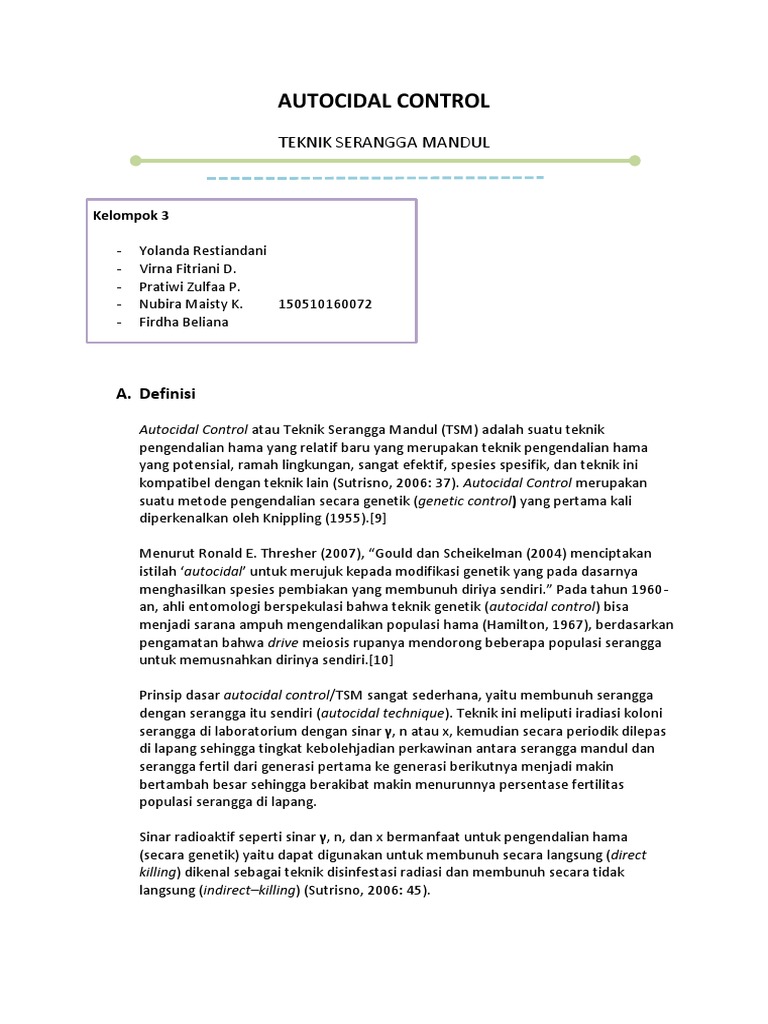 Autocidal Control | PDF | Sains & Matematika