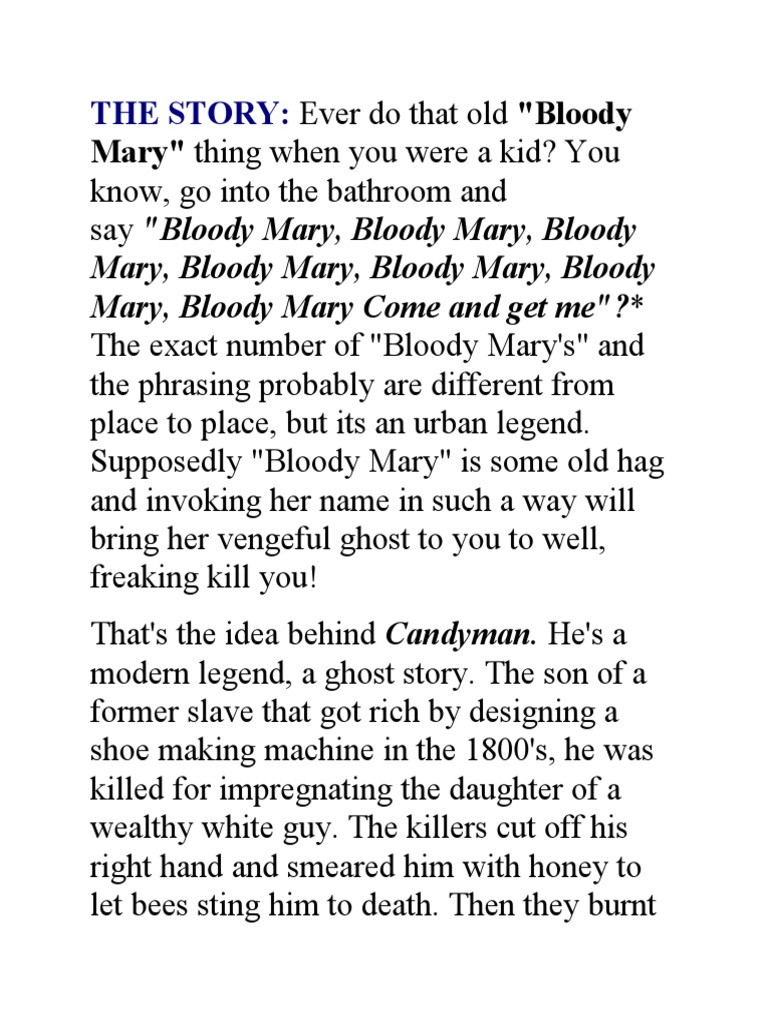 The Legend of Candyman A Graduate Student Seeks the Truth Behind an Urban Myth, But Uncovers