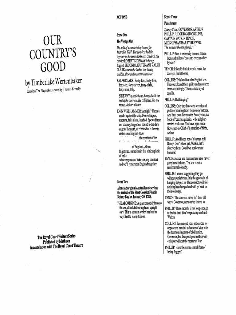 Wertenbaker, Timberlake Our Country's Good PDF PDF