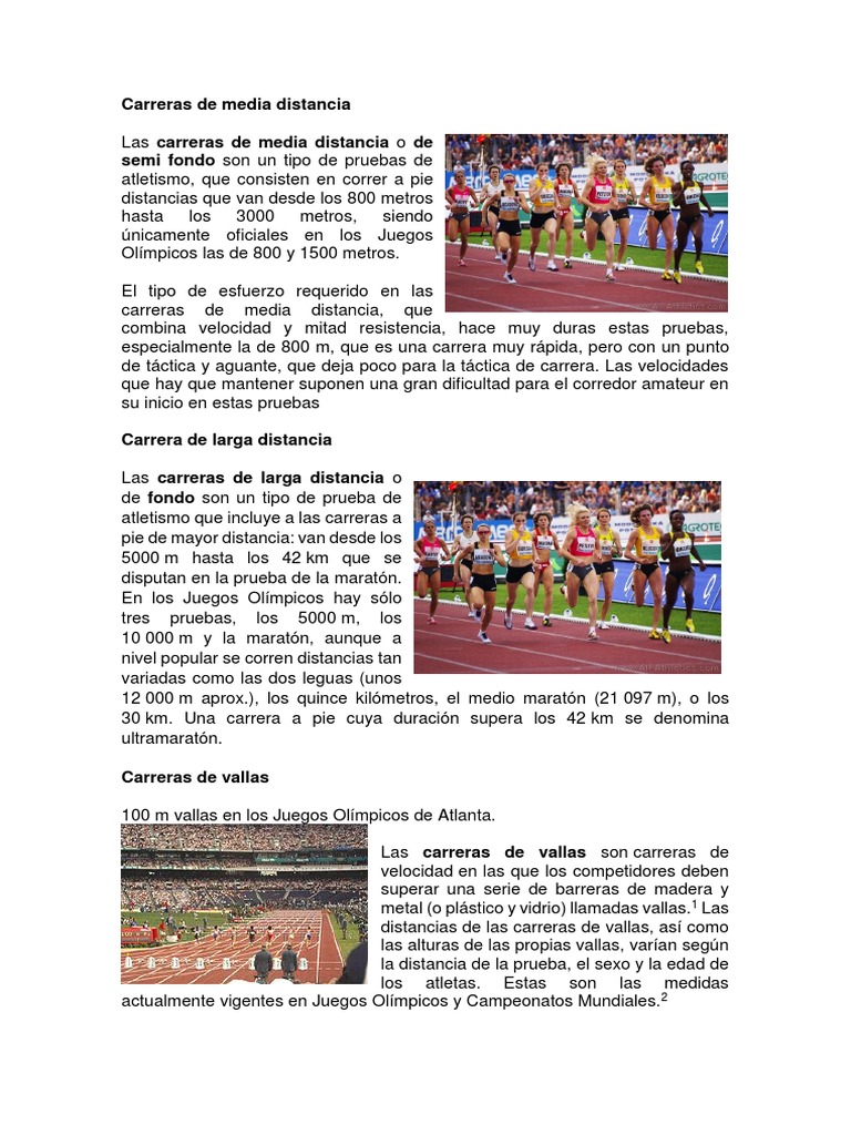 Gato de salto Normalización Complacer Carreras de Media Distancia | PDF | Carrera de larga distancia | Deporte  del atletismo