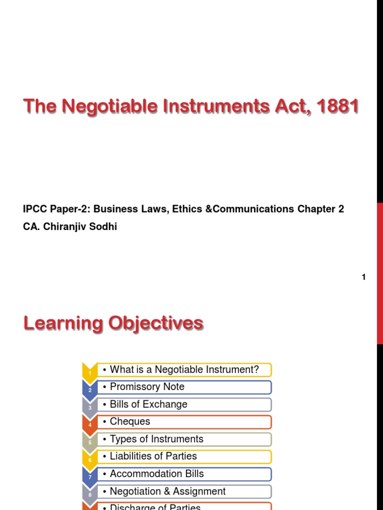 The Negotiable Instruments Act 1881 | PDF | Negotiable Instrument | Cheque