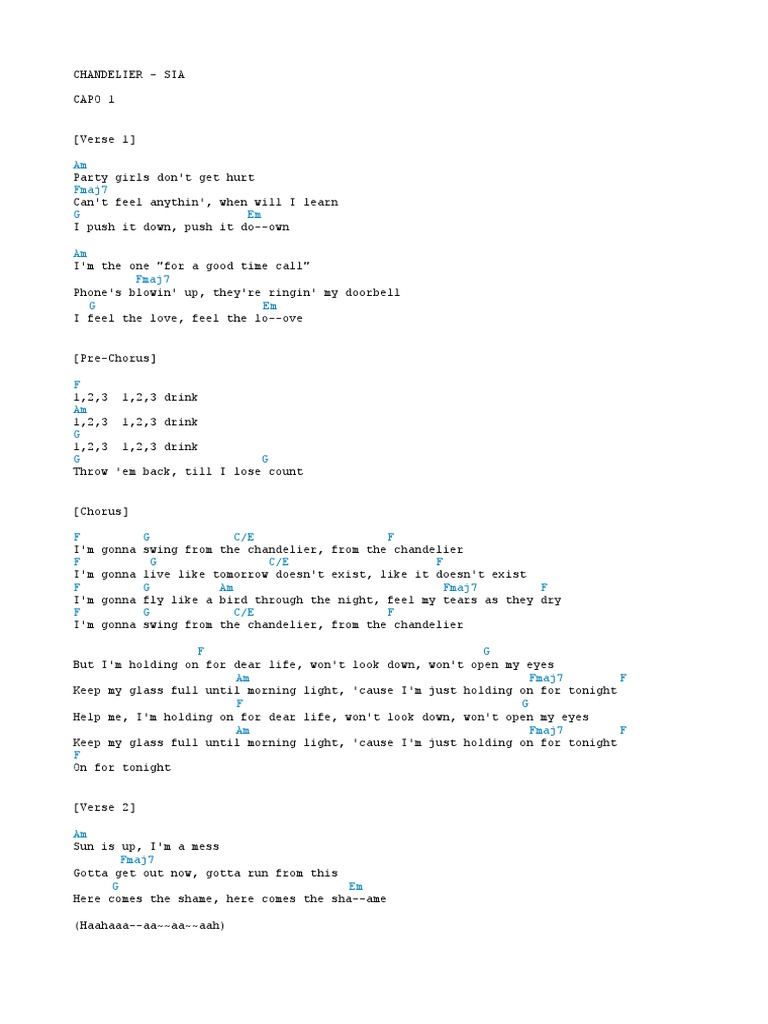 Sia Chandelier Song Structure Musical Forms