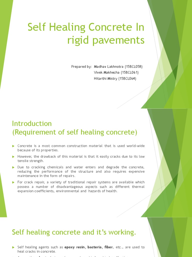 Self Healing Concrete PDF Concrete Physical Chemistry