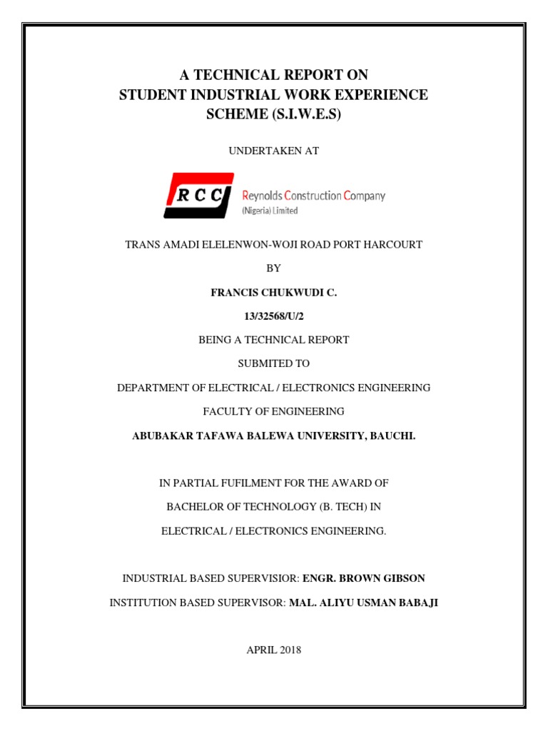 SIWES Technical Report: Electrical Engineering | PDF | Incandescent ...