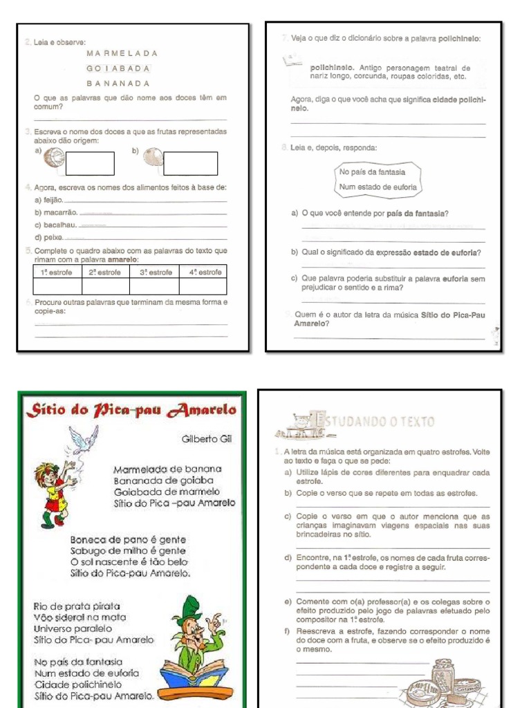 Atividades Sítio Do Picapau Amareo PDF