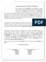 Acta de Constitucion de Comité de Veeduria Via Las Auras