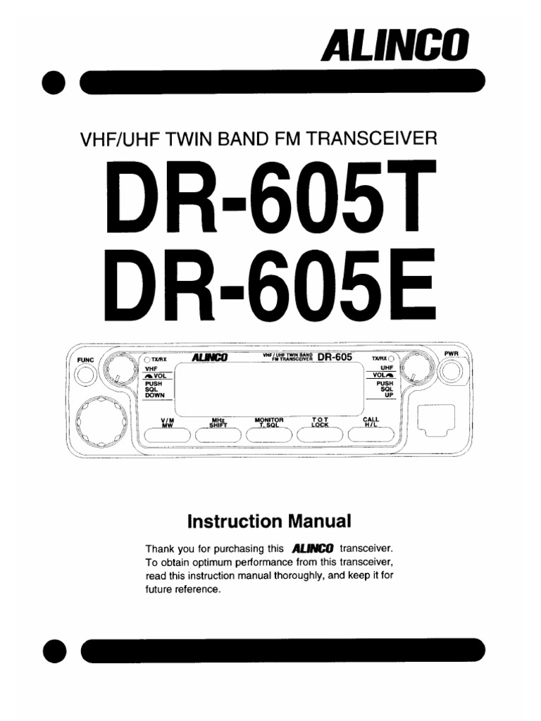 Alinco DR-605 Instruction Manual | PDF