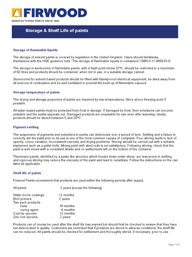 Storage Shelf Life of Paints 0 PDF Shelf Life Paint