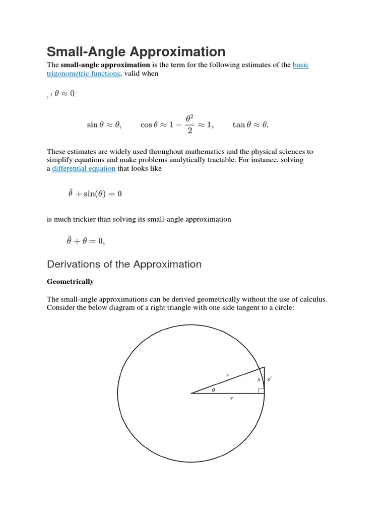 1 Small Angle Formula | Trigonometric Functions | Angle