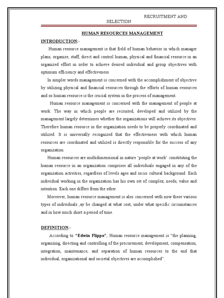 Recruitment and Selection in HR Management | PDF | Recruitment | Human ...