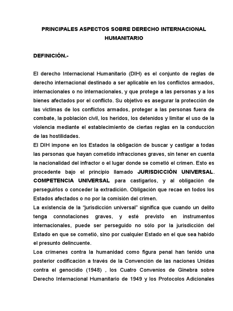 Aspectos de (DIH) | PDF | Ley humanitaria internacional | Derechos humanos