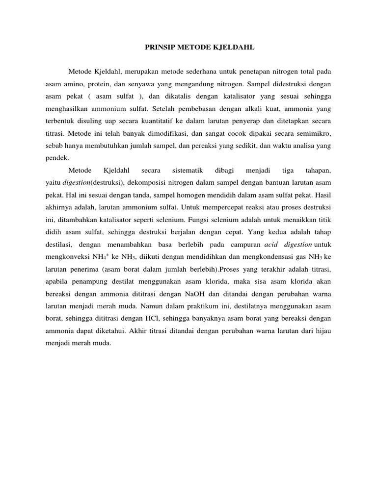 Prinsip Metode Kjeldahl PDF