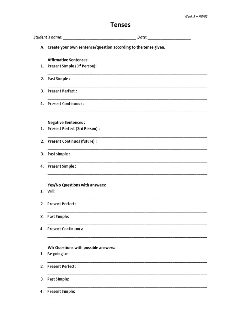 Tense Practice Assignment | PDF