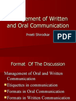 Management of Written and Oral Communication