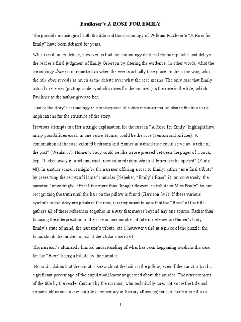 60975022 Analysis of a Rose for Emily William Faulkner Narration