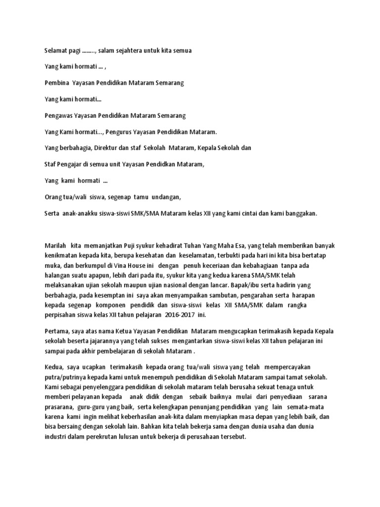 Teks Sambutan Ketua Yayasan Terbaru Kumpulan Referensi Teks Pidato