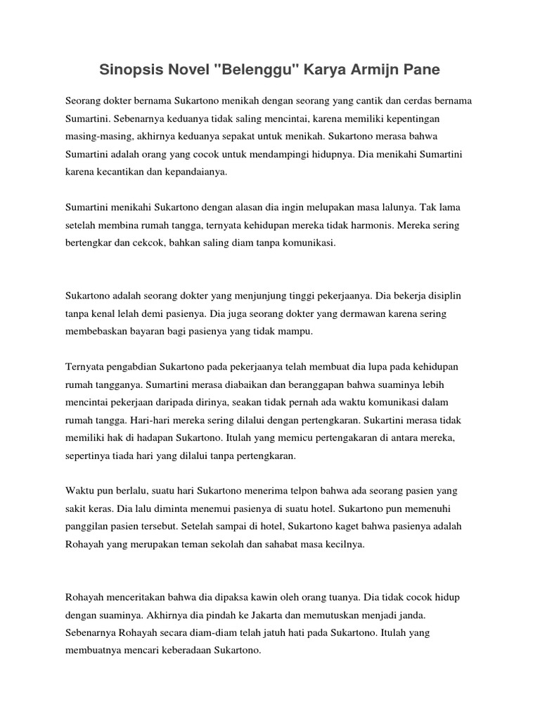 Novel Belenggu Karya Armijn Pane