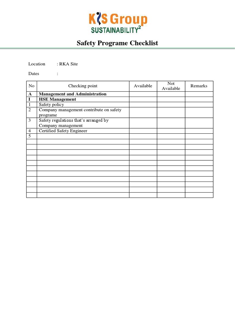 RKA Site Safety Program Checklist | PDF