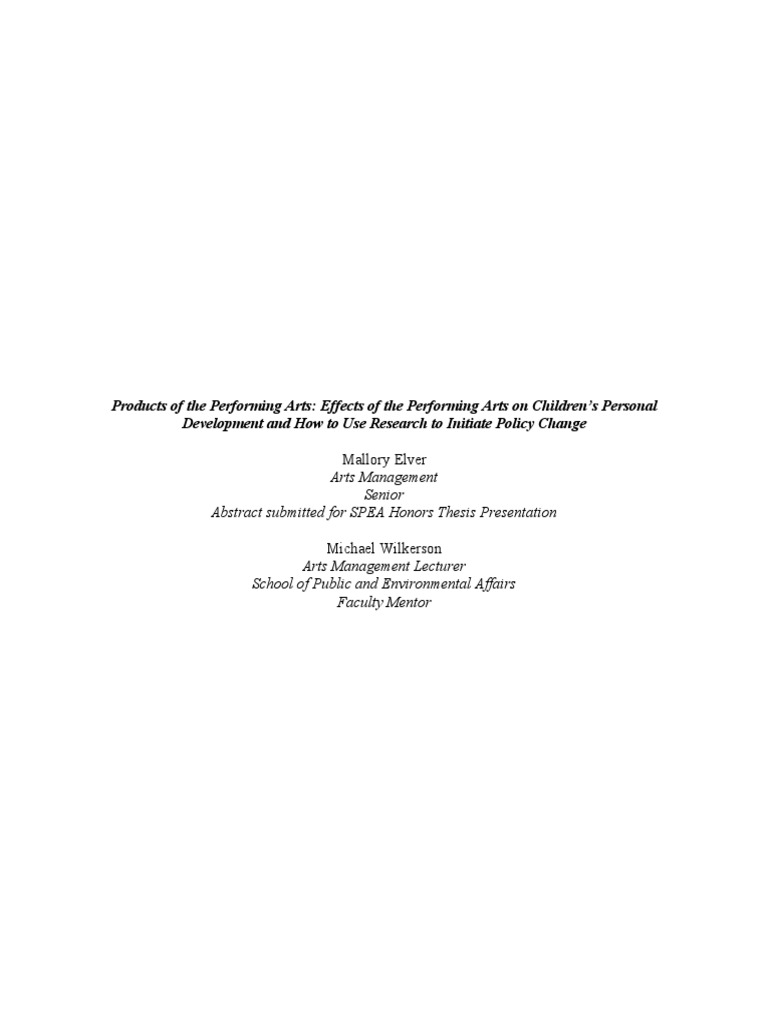 Arts Impact on Child Development | PDF | University And College ...