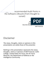 2015-06 Post - Suggested-Recommended Audit Points in The Software Lifecycle (From Thought To Sunset)