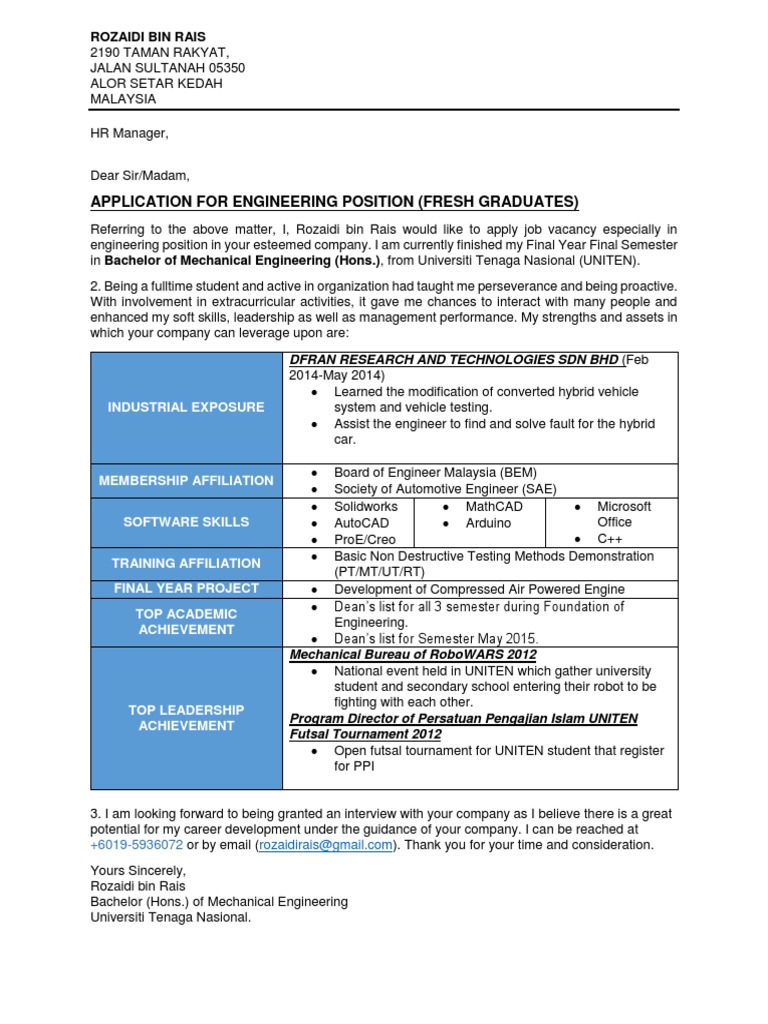 Engineering Job Application by Rozaidi Rais | PDF | Engineering ...