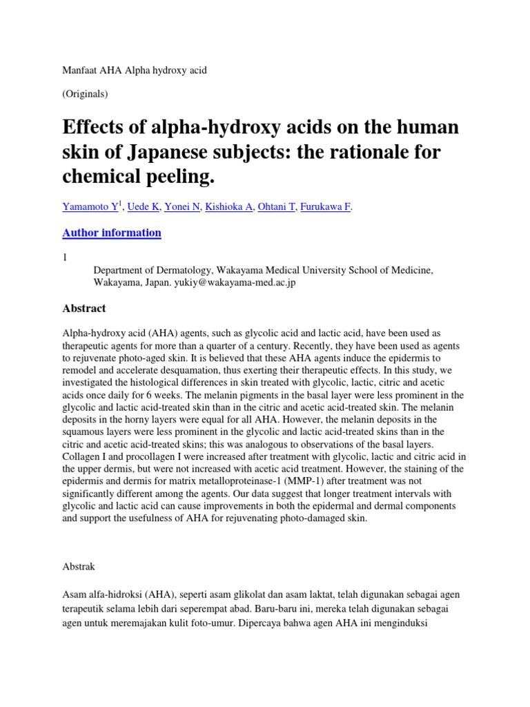 Manfaat AHA Alpha Hydroxy Acid PDF Skin Endocrine System