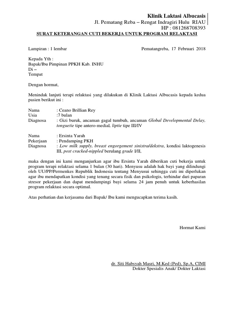 Surat Cuti Relaktasi