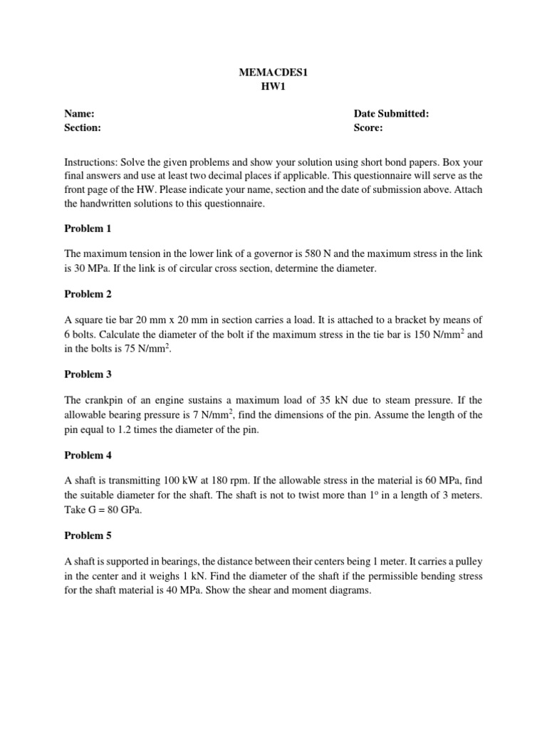 Engineering Homework Problem Solutions | PDF | Teaching Methods & Materials