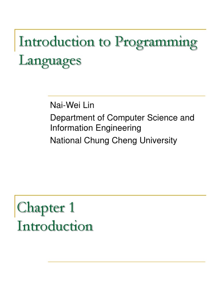 Introduction To Programming Languages | PDF | Programming Language ...