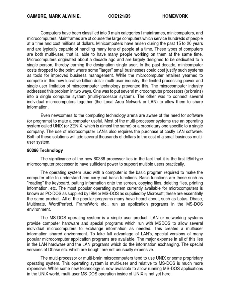 Overview of Computer Categories and Multi-User Systems | PDF | Central ...