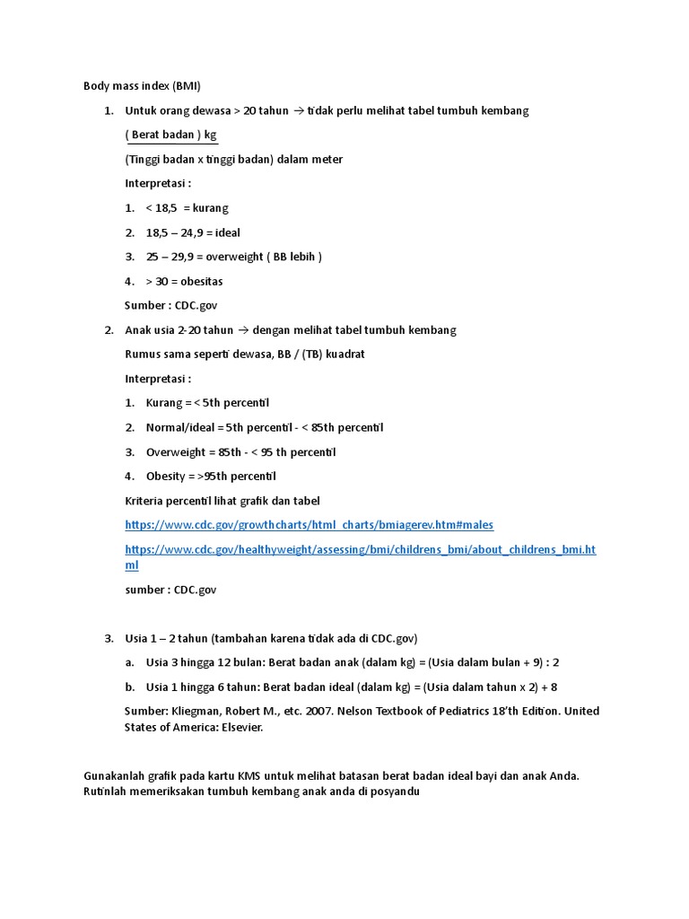 Body Mass Index Pdf