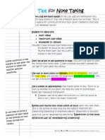 Tips For Note Taking PDF