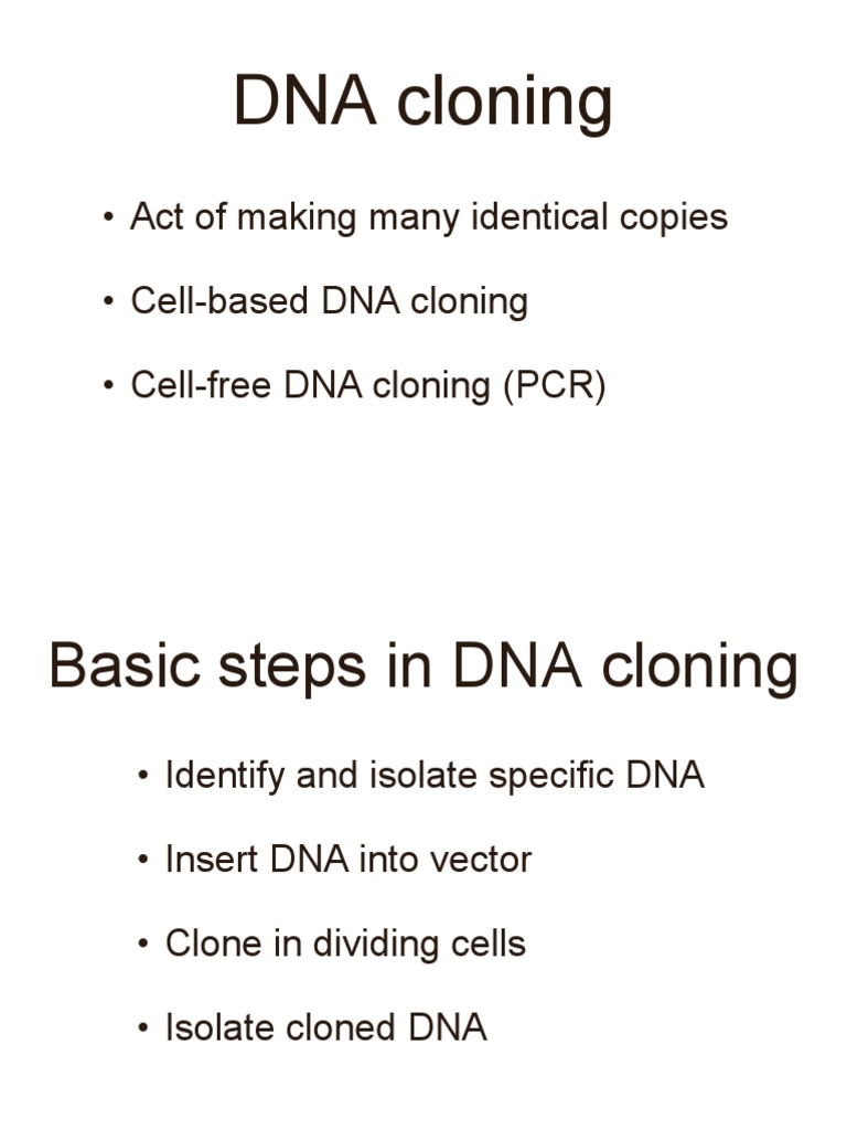 A Comprehensive Overview of DNA Cloning Techniques and Their Wide