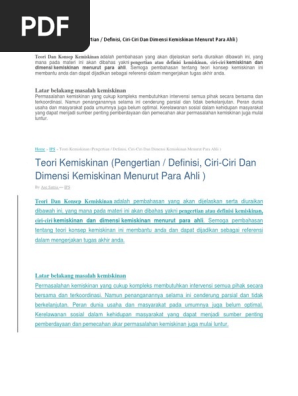 Teori Kemiskinan Pdf