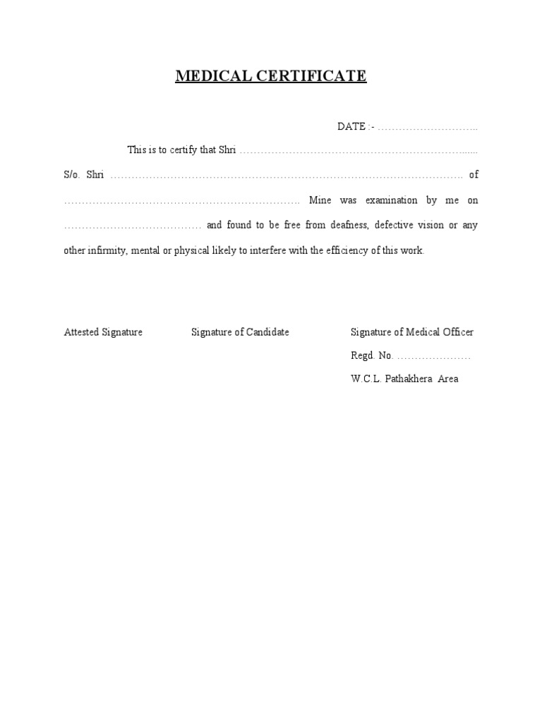 Medical certificate