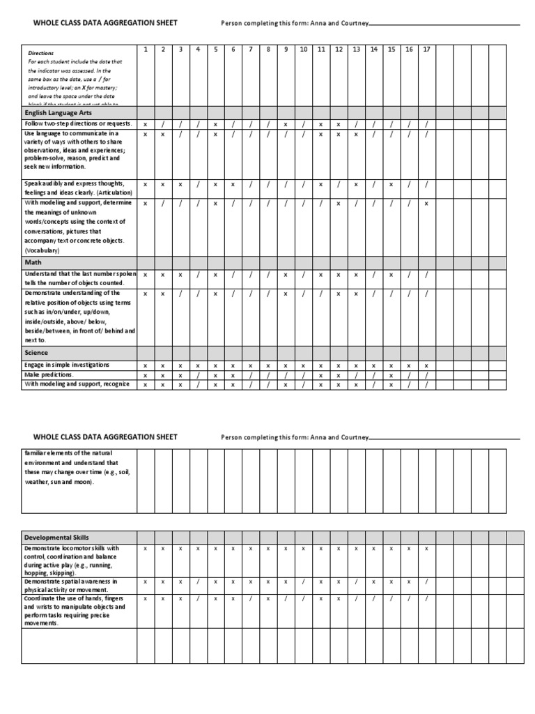 Whole Class Data Sheet Lesson 1 PDF Semiotics Learning