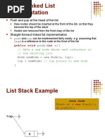 Stack: Linked List Implementation: Push and Pop at The Head of The List