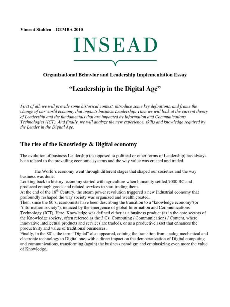 Leadership in the Digital Age | PDF | Leadership | Innovation