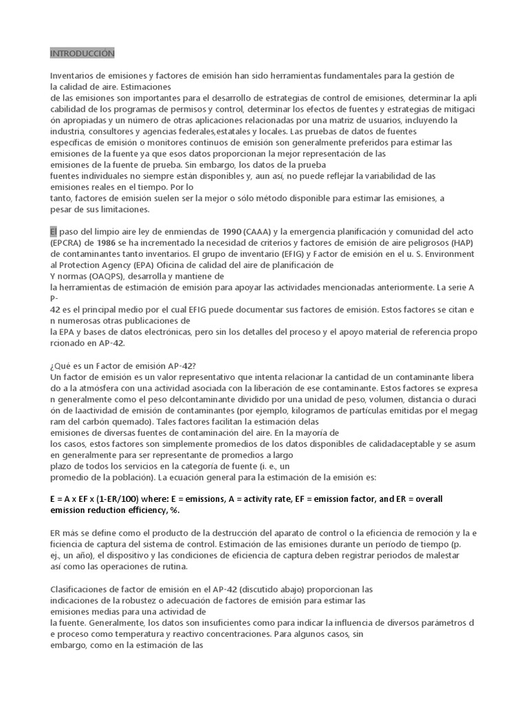 Factores de Emisión AP-42 de la EPA | PDF | Contaminación | La ...