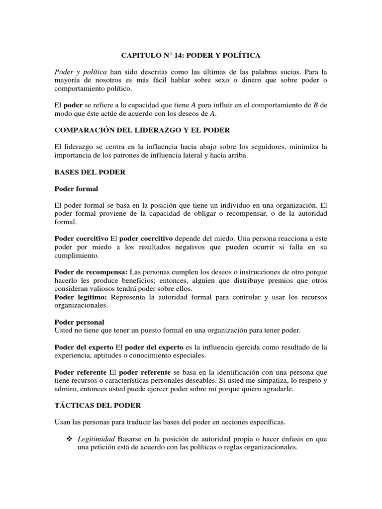 Poder y Política Han Sido Descritas Como Las Últimas de Las Palabras ...