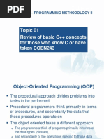 Topic 01 Review of Basic C++ Concepts For Those Who Know C or Have Taken COEN243