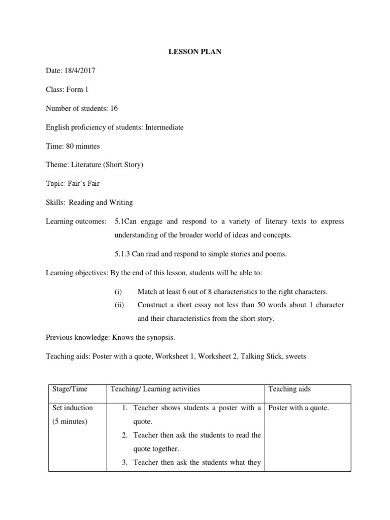 Lesson Plan Fairs Fair Pdf Lesson Plan Teachers