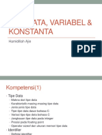Tipe Data, Variabel & Konstanta