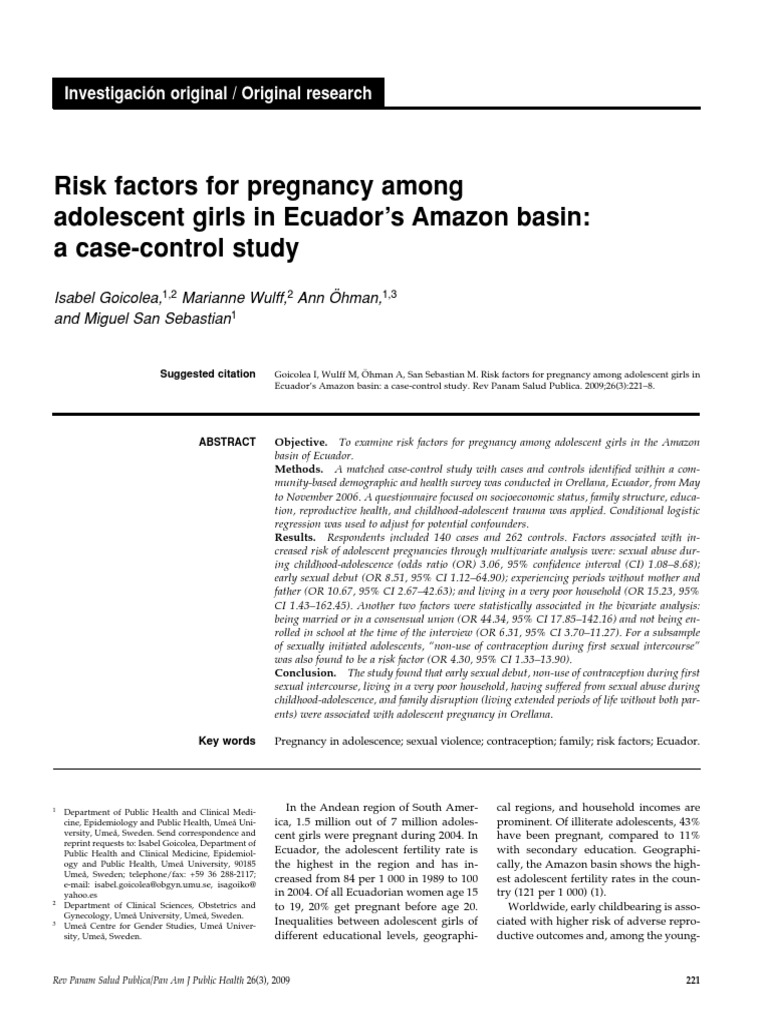 Risk Factor For Pregnacy | PDF | Sexual Intercourse | Teenage Pregnancy